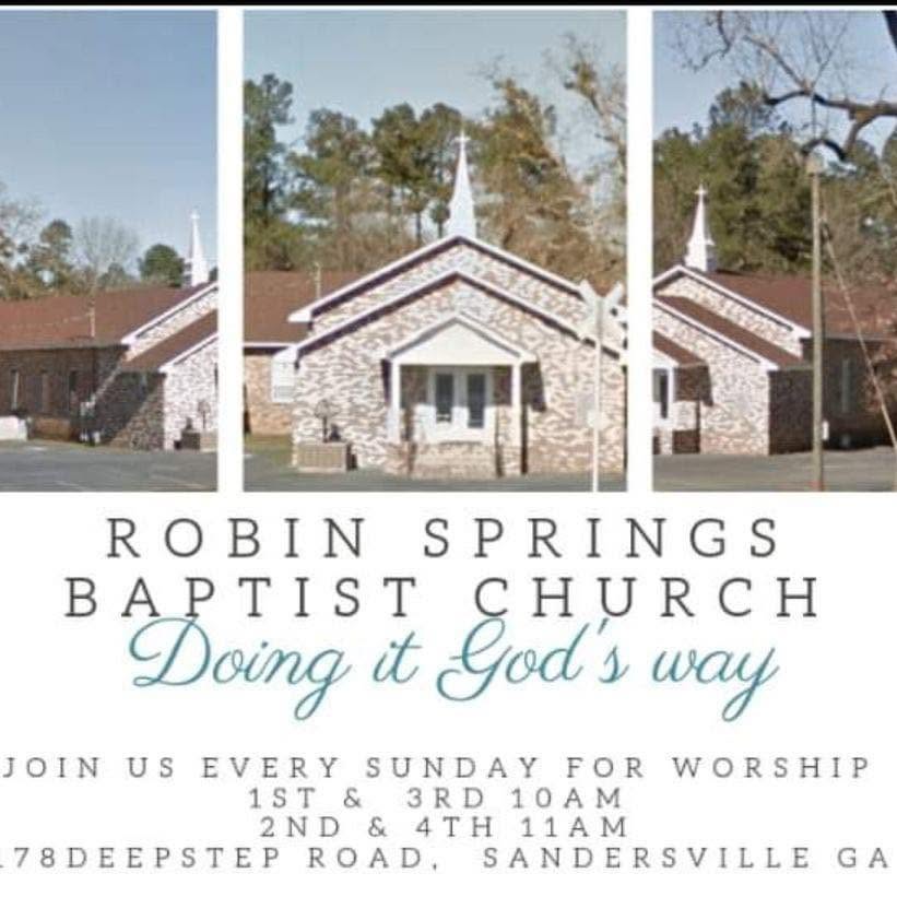 Collage of exterior photos of Robin Springs Baptist Church